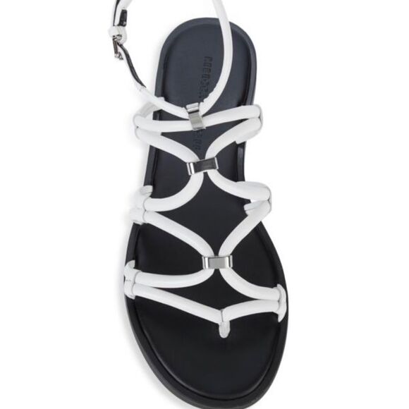 Rebecca Minkoff Sarle White Leather Strappy Sandals Flats Size 7 - Picture 1 of 15